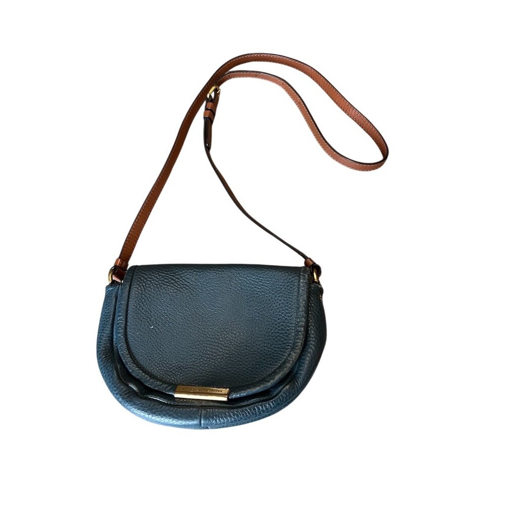 Marc by Marc Jacobs Saddle Crossbody Bag Womens Small Blue Brown Strap